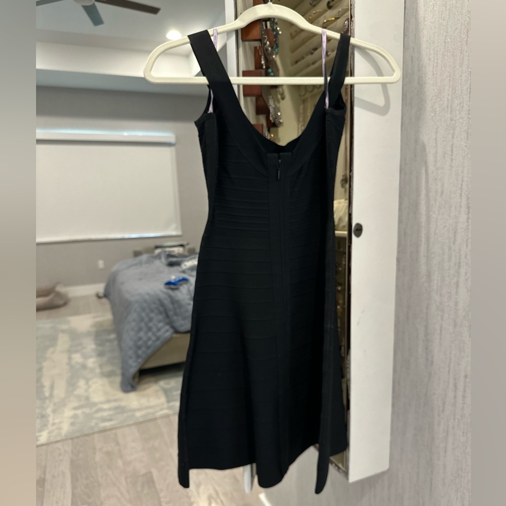 Herve Leger Fit and Flare Black Dress (Small)